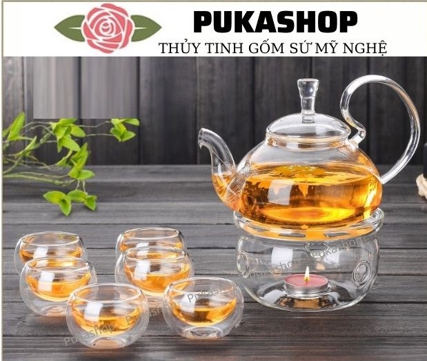 Ấm Thủy Tinh Quai Vổng BAT 21 đế tim